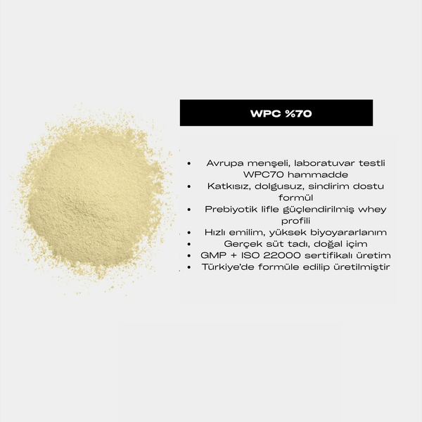 %70 Whey Protein Concentrate (WPC70 Standardized) - 900 Gr