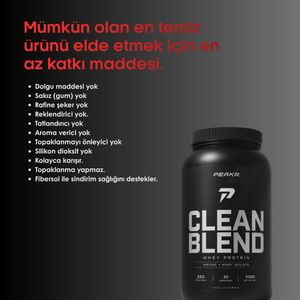 PEAKR Clean Blend — WPC80 + Whey İzolat Protein Tozu  - 900 GR - Aromasız