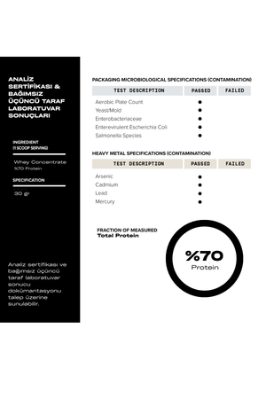 %70 Whey Protein Concentrate (WPC70 Standardized) - Aromasız